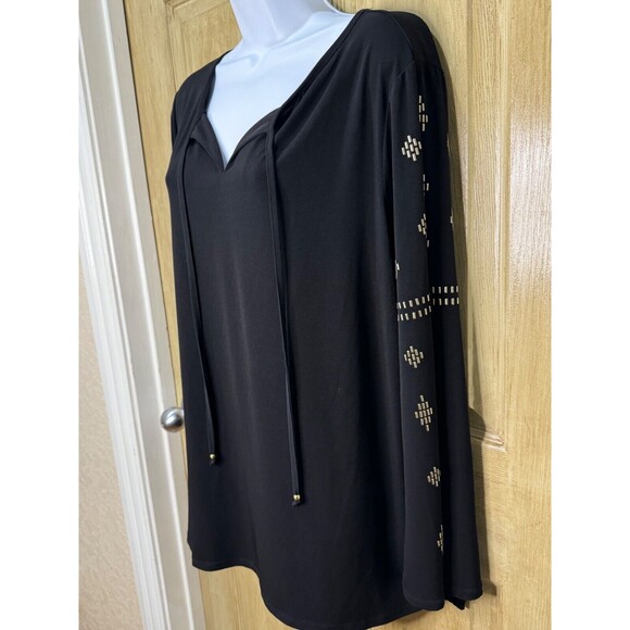 SUSAN GRAVER Blouse Women's Large Tunic Shirt Long Sleeve Stretch Studded - Picture 4 of 7